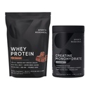 スポーツリサーチ®クレアチンモノハイドレート(1.1 LBS)とオランダのチョコレートウィープロテイン(5.42 LBS)、リーンマッスルビルのダイナミックデュオ、パフォーマンスと強度を改善&ワークアウトの回復