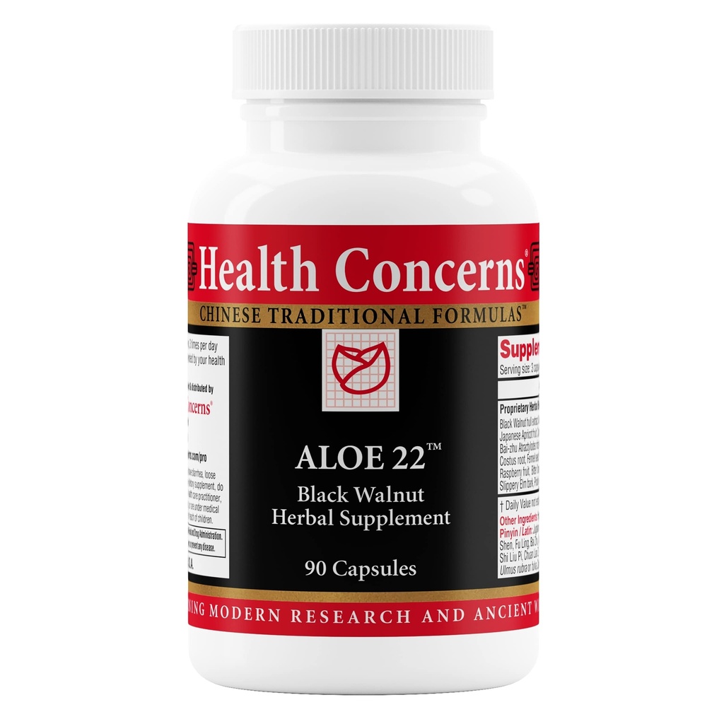 健康上の懸念 Aloe 22 – 消化のサポート & 腸のクレンジング – 便秘, 膨満 & 寄生虫デトックスサプリメント – ブラッククルミ, ジンジャー, Myrobalan & アロエベラハーブフォーミュラ – 90 カプセル