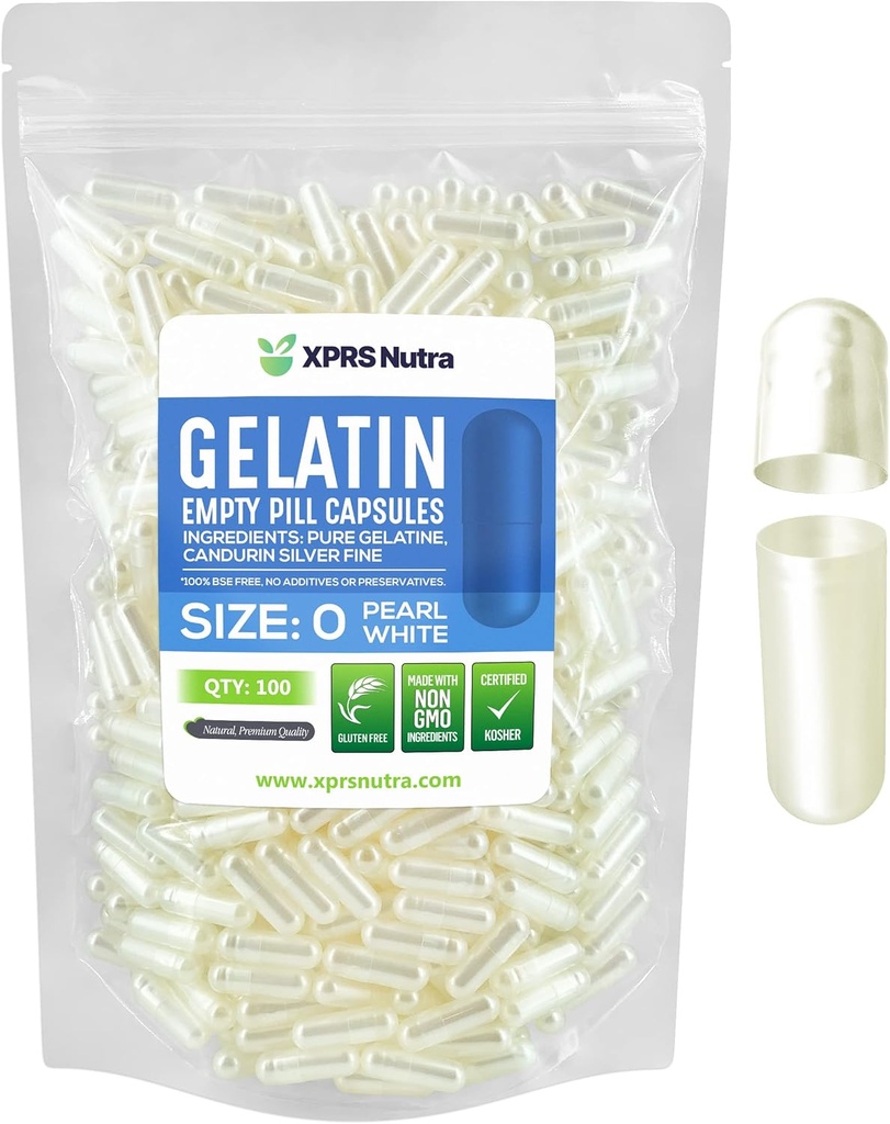 XPRSのNutraのサイズ0の空のカプセル- 500の計算の空のゼラチンのカプセル-Pills DIYのカプセルの詰物-Do-It-Yourselfの補足のための純粋な牛のゲルの帽子(真珠の白)