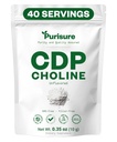 Purisure CDP のコリンの粉、10g の CDP のコリンは支持の注意、焦点およびエネルギー、認知機能のためのシチコリンの粉、増加の動機および生産性、40 のサービングを補います