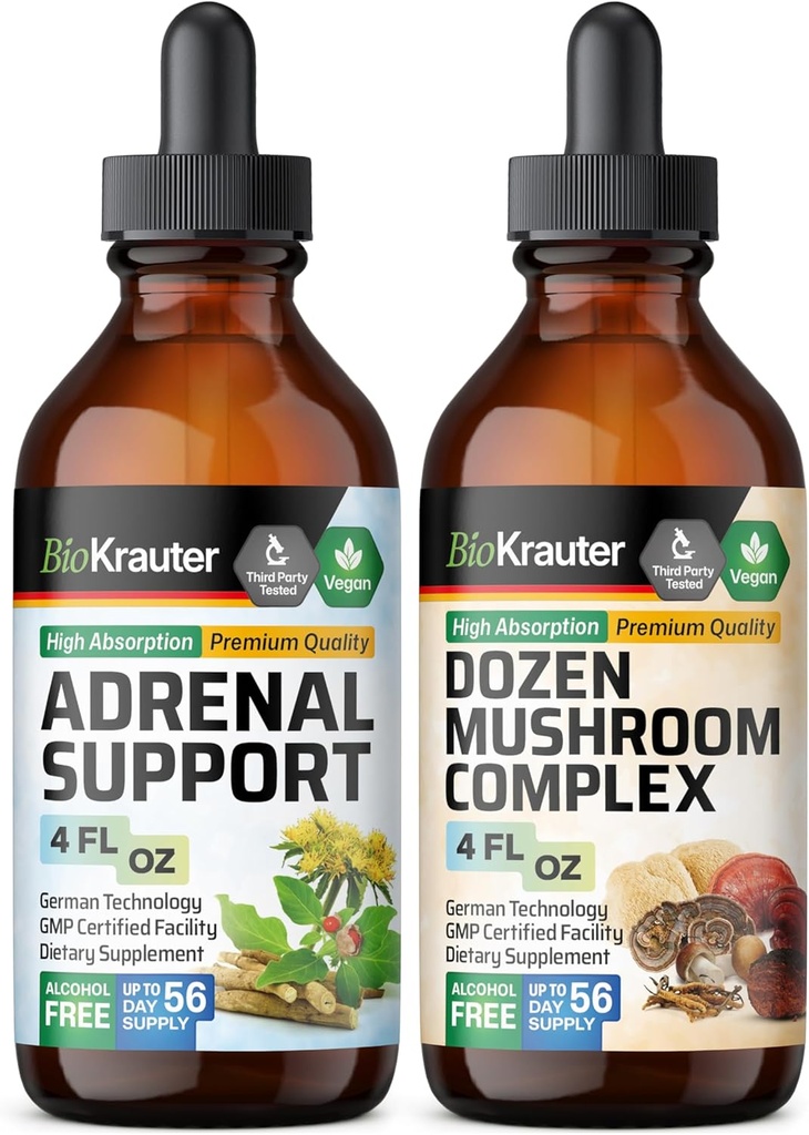 BIO KRAUTER Adrenal Support Tincture 4 Fl. Oz. & Dozen マッシュルーム 4 Fl. Oz.