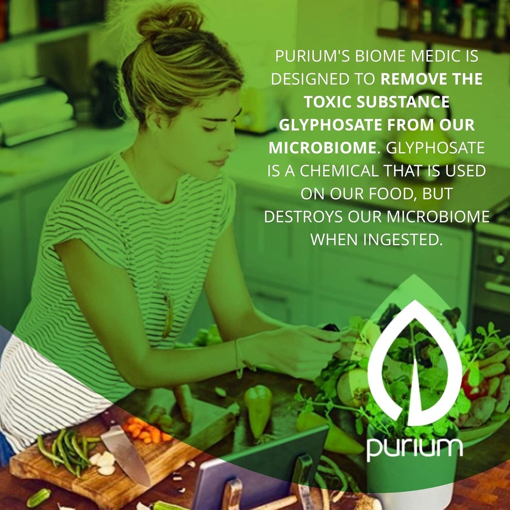 Purium Biome Medic - 60 Vegan Capsules - Gut Health Support Supplement, Removes GMO Toxins, Supports Good Bacteria, Repairs Microbiome - Vegetarian, Gluten Free - 60 Servings