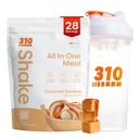 310 Nutrition All-in-One Meal Replacement Shake Powder w/Shaker Cup Starter Kit - High Protein Fiber Rich Vegan Superfood Blend - Sugar-Free, Keto & Paleo Friendly, Low Carb - Caramel Sundae 28 srv