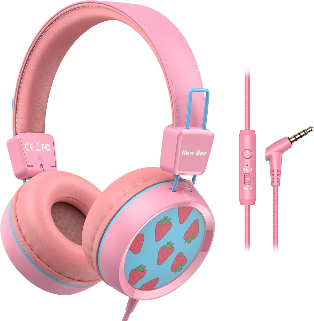 新しい蜂はマイクロフォンKH20 HDのステレオの安全な容積の限定85dB/94dBの少女/Mac/Android/Kindle/Tablet/Pad (ピンク)のための折り畳み式のライト級選手が付いている学校のためにワイヤーで縛られるヘッドホーンをからかいます