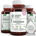 Natural Nutra GTF Chromium Polynicotinate with ChromeMate, Supports Body Metabolism, Promote Body Health, Cardiovascular Health 200 mcg, 60 Vegan Tablets