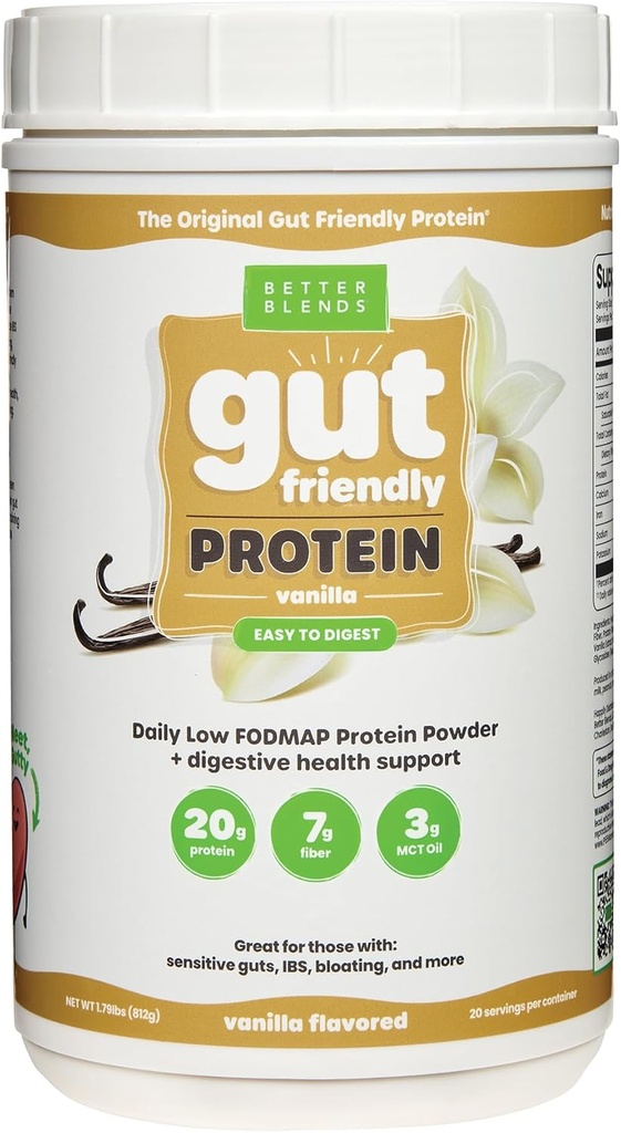 コラーゲンペプチドとオートプロテインパウダー - 低FODMAP認定、日記フリー、大豆フリー、100%ガットフレンドリーでノンブロッキング、バニラ、20サービング