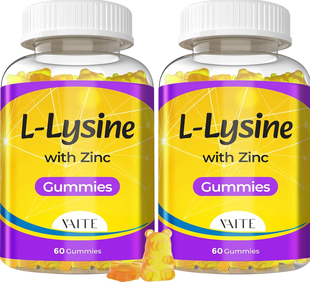 Lリジンは、亜鉛で1000mg - サポート皮膚、唇、ビーガン、グルテンフリー、大人のための60のChewable Lリジン、ビタミンは健康&免疫システム、アミノ酸&複合サプリメント、非GMO(2パック)