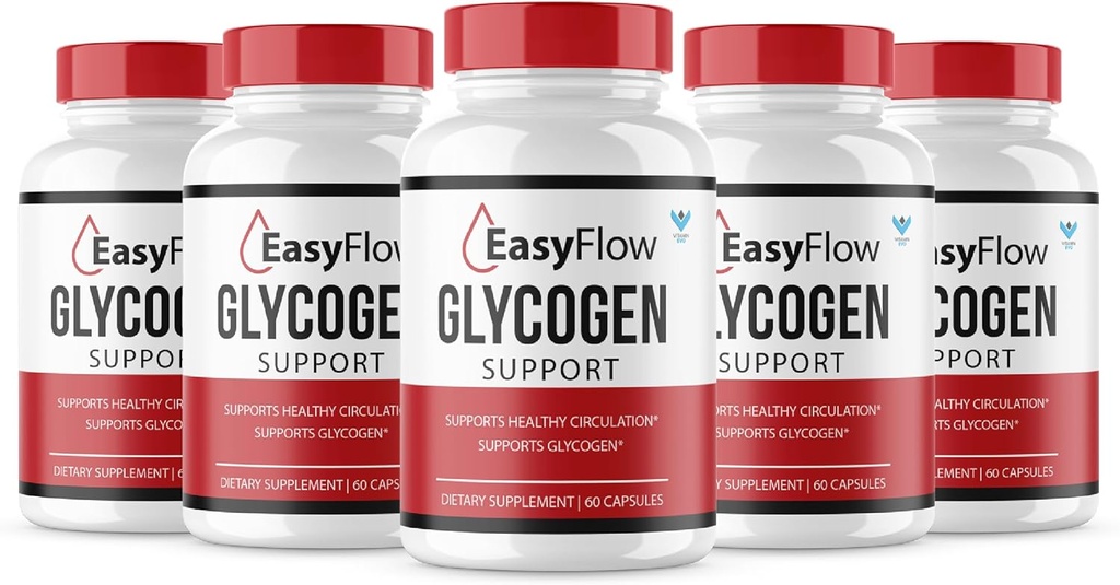 (5つのパック)容易な流れのグリコゲン サポート EasyFlow Glycoの丸薬、容易な流れの最高の強さのグリコゲンの健康および血サポート補足、EasyFlowの高度のグリコのオプティマイザの方式- 300のカプセル