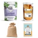 FERMENTAHOLICS USDA 有機乾燥エルダーベリーシロップキット | 簡単にあなた自身のエルダーベリーシロップやお茶を作る! | オールナチュラル | エルダーベリー + シロップスパイスブレンド + ハニー + チーズ布 | シロップ用