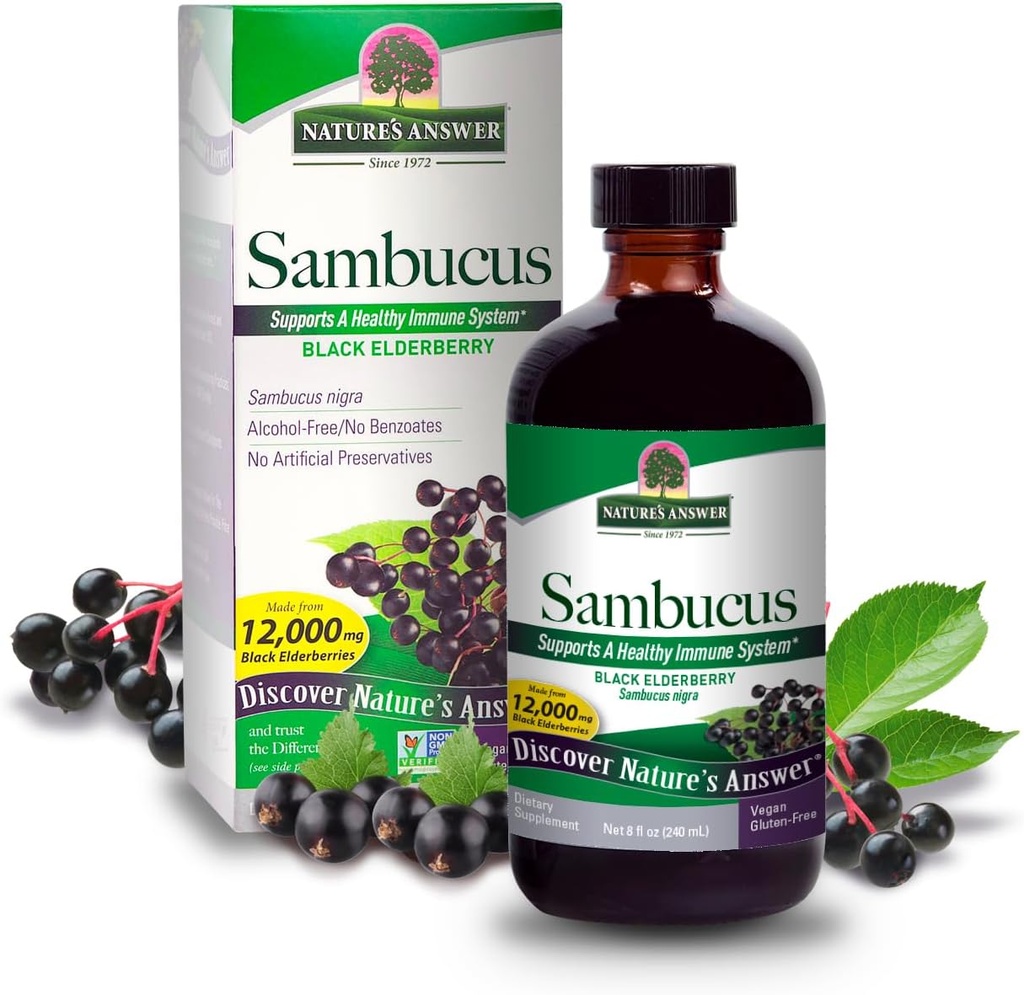 Nature's Answer Sambucus Elder Berry Extract Syrup 8 Ounce(3パック) | 毎日の免疫サポート | 抗酸化剤でパック | ファミリーフレンドリー | フルー シーズンディフェンダー