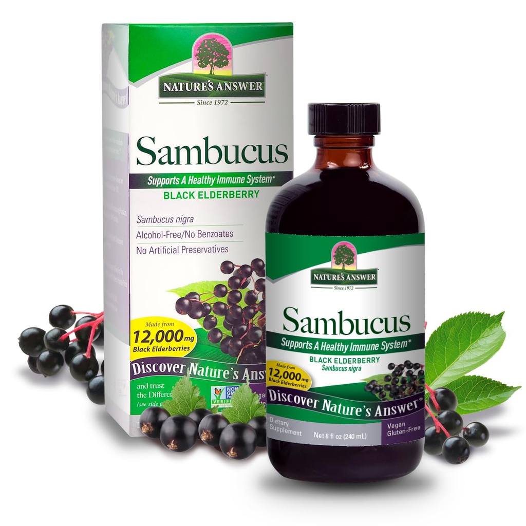 Nature's Answer Sambucus Elder Berry Extract Syrup 8 Ounce(3パック) | 毎日の免疫サポート | 抗酸化剤でパック | ファミリーフレンドリー | フルー シーズンディフェンダー