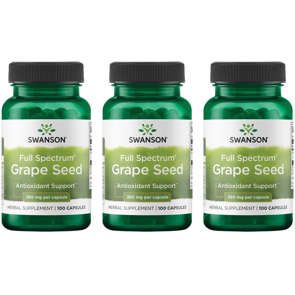 Swansonのブドウの種の中心の酸化防止の自由な放射状物質の健康な血圧サポート ポリフェノールOPCSの草の補足380のmg 100のカプセル(3のパック)