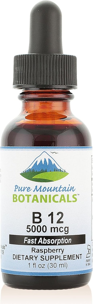 純粋なマウンテン植物B12ビタミン5000 mcg - 天然ベリー風味の1ozボトルでコシャB12ドロップ