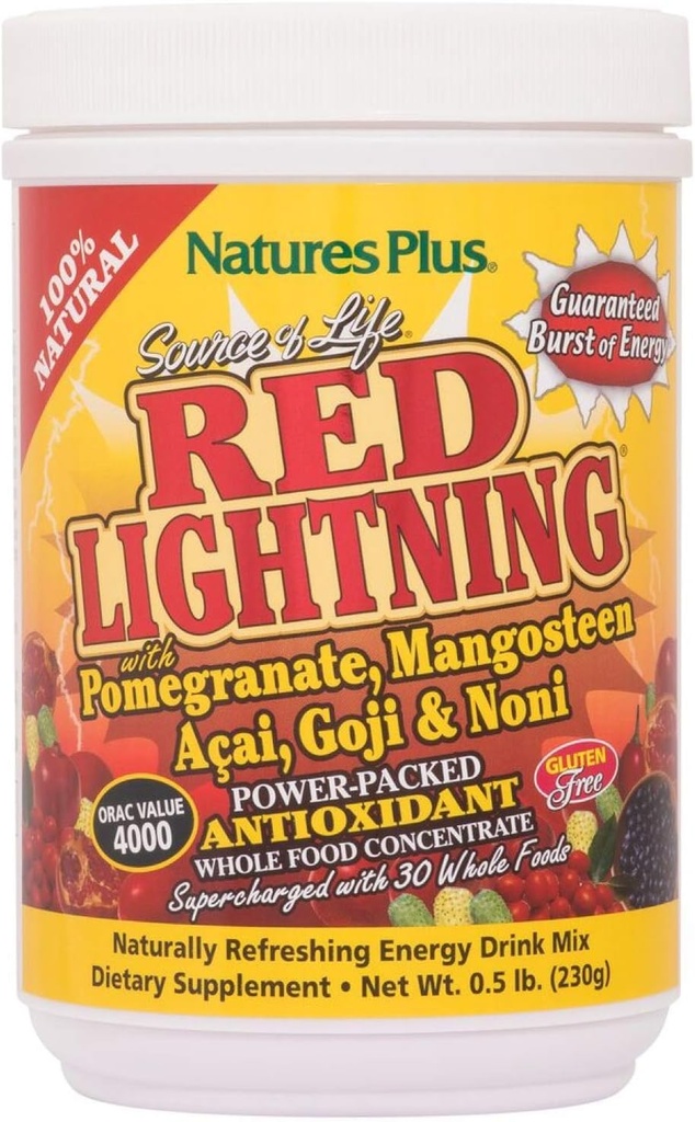 NaturesPlus 生命赤色ライトニングエナジードリンクパウダーのソース - .5 lbs - 混合ベリー味 - 自然エネルギーブースト - 全食品、抗酸化剤、赤のスーパーフード付き - グルテンフリー - 38 サービング