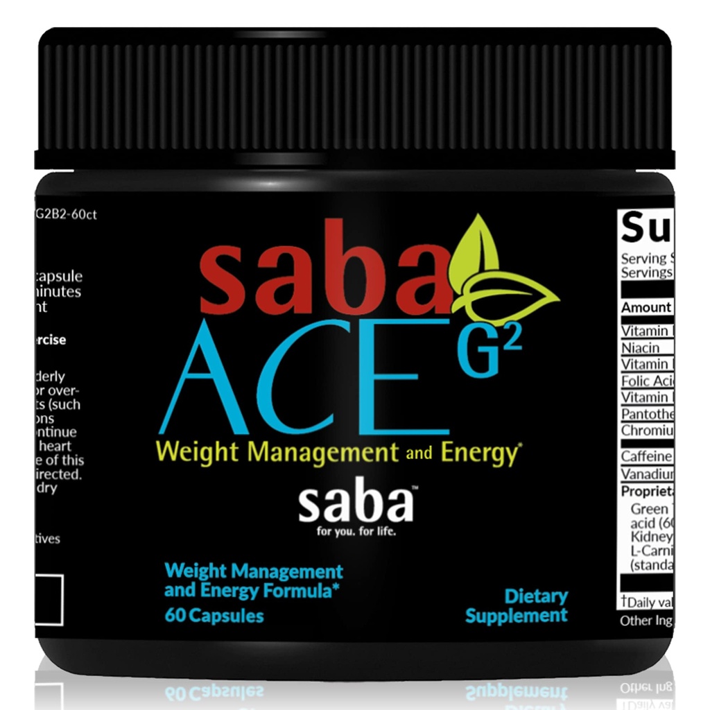 Saba ACE G2 - サーモニック脂肪バーナー。 減量の補足、食欲抑制剤、及びエネルギー ブースター - 緑茶エキス、カシマックス、ガルカニア、カルノシン及び多く - 60のカプセル