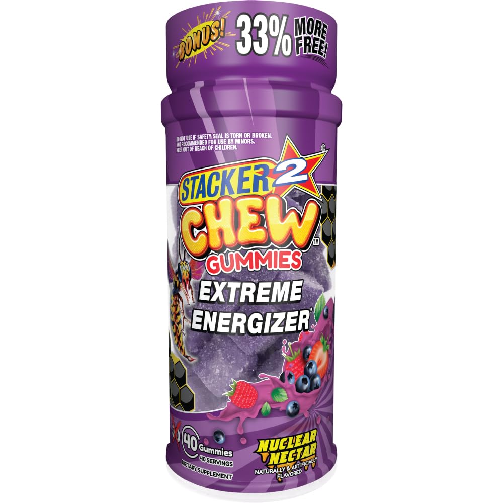 Stacker2 Chew: Extreme Energy - 40 Gummies Bottle