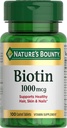 Nature's Bounty Biotin、エネルギーおよび健康な毛、皮および釘、1000のmcg、100のタブレットのための代謝を支えて下さい
