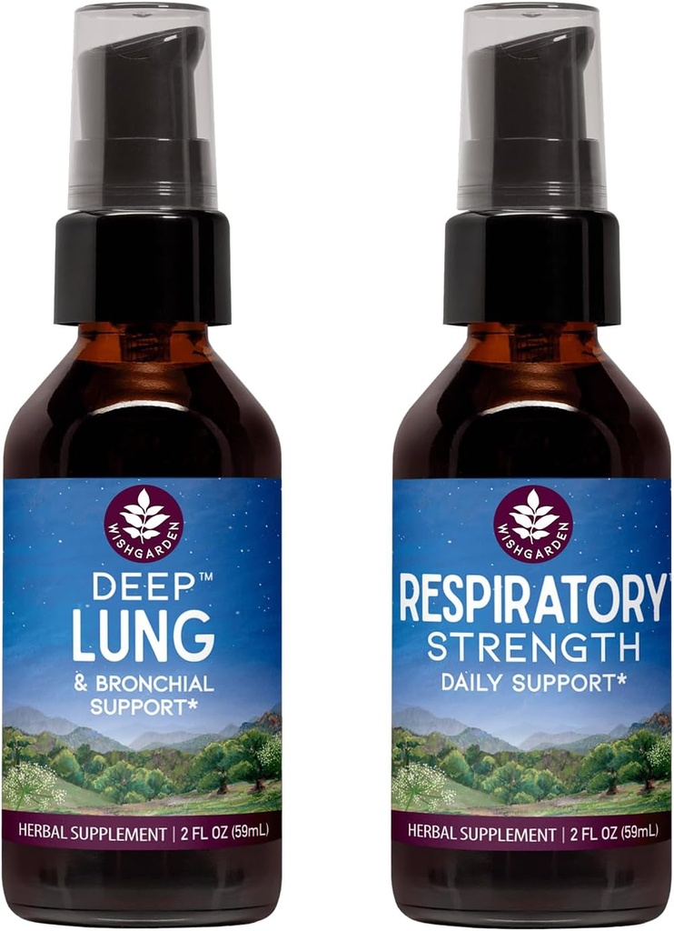 WishGarden Herbs Healthy Breathing Bundle - Deep Lung Bronchial Support Lung Cleanse & Detox + Respiratory Tonic Supports Long-Term Lung Resilience and Better Lung Efficiency, 2oz Bundle