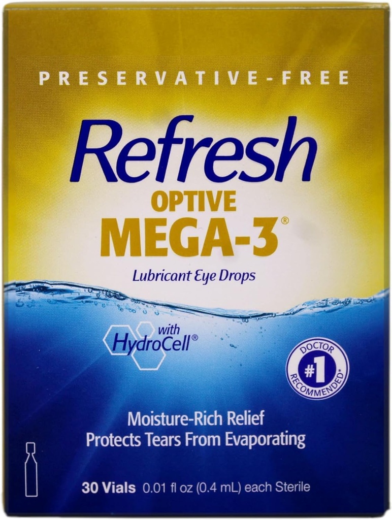 Optive Mega-3 Lubricantの単一使用の生殖不能の容器の目の低下30のea (パッケージ3)
