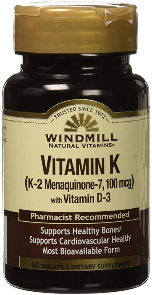 ウインドミルナチュラルビタミンビタミンK(K-2 メナキノン-7、100mcg) 60錠(パック1)