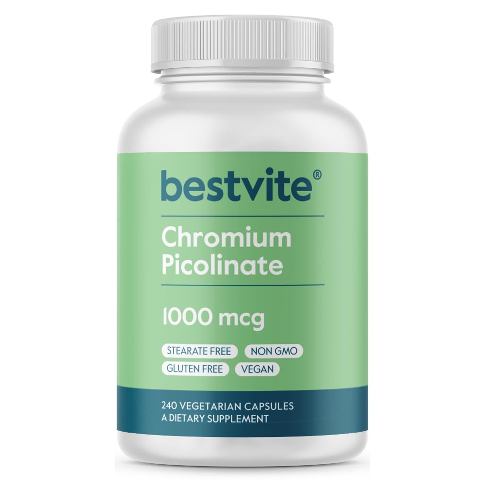 BESTVITEクロムピコリン酸塩1000mcg(240 ベジタリアンカプセル) - ない Stearates - No Dicalcium 隣酸塩 - 完全菜食主義者の - 完全菜食主義者の - グルテンフリーグルテンフリー - GMO