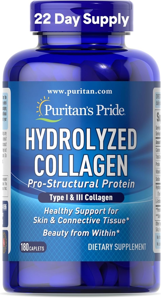 Puritan's Pride Hydrolyzed Collagen 1000mg - 180カプレットタンパク質サプリメント