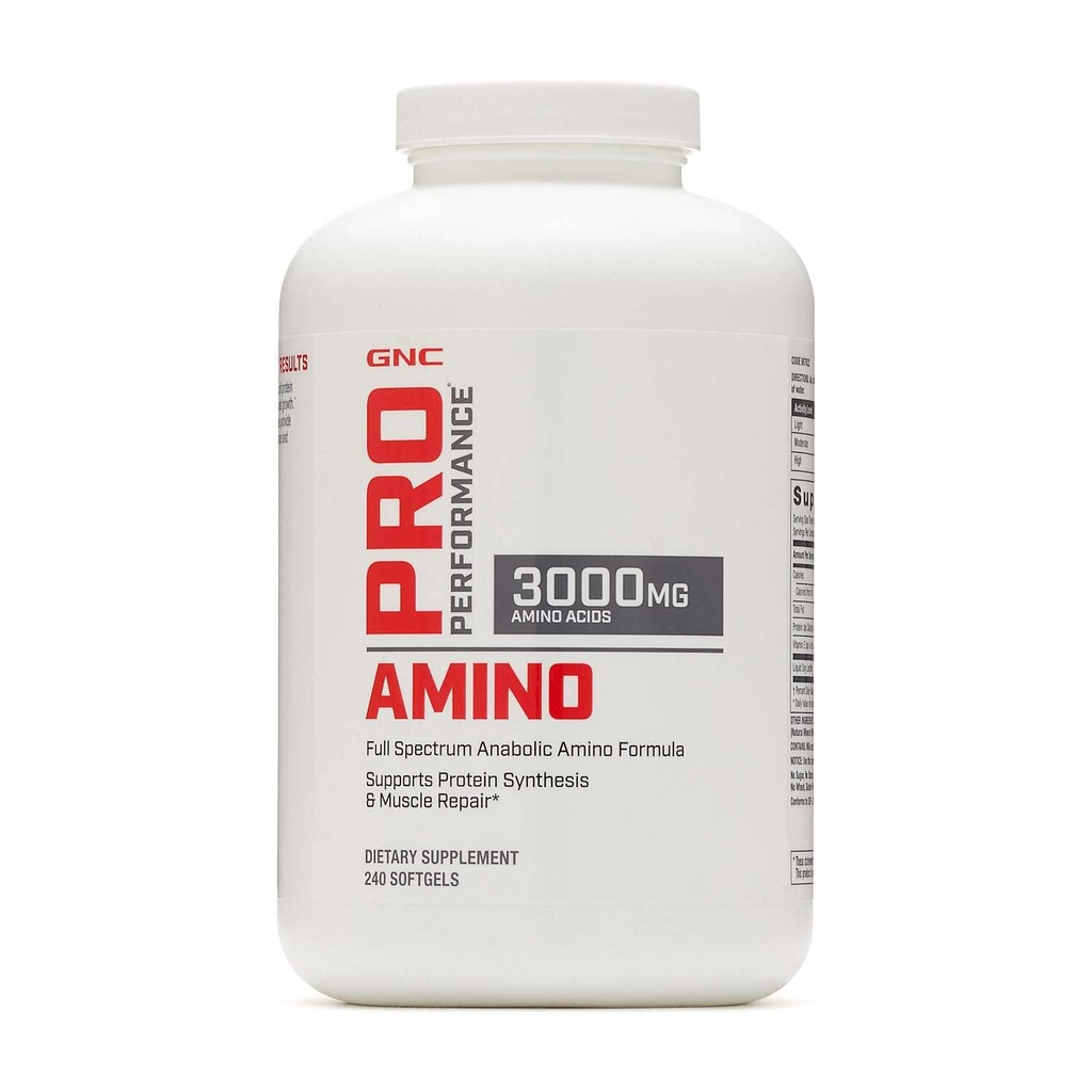 GNCのプロ性能のアミノ酸3000mg、240のSoftgelsは、蛋白質の統合および筋肉修理を支えます