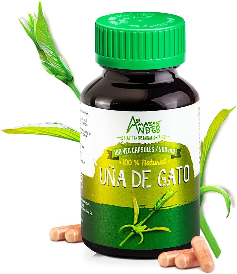 Cat's Claw (Uncaria Tormentosa) Capsules l 1000mg per Serving superfood l Joints, Immune and Cardiovascular Systems Supporter l Vegan Pills l Sustainably sourced l Uña de Gato l Amazon Andes