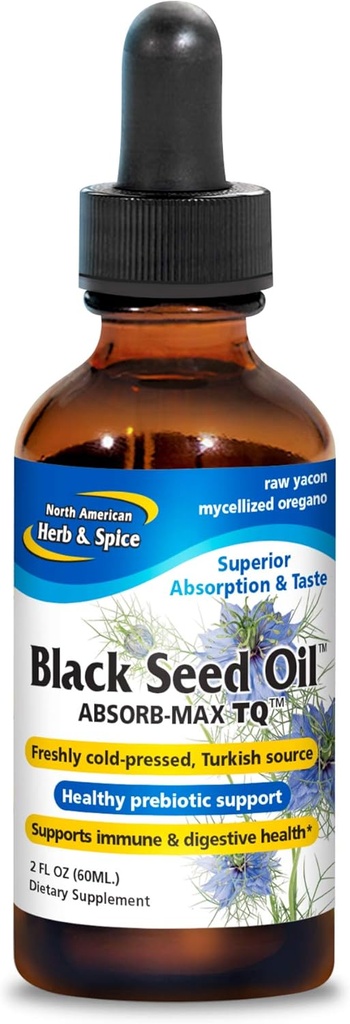 NORTH AMERICAN HERB&SPICEブラックシードオイル吸収マックスTQ - 2 fl。 oz。 - サブリンガルMycellizedドロップ - 免疫サポート&消化の健康 - オレガノのオイル - 非GMO - 52 総サービング