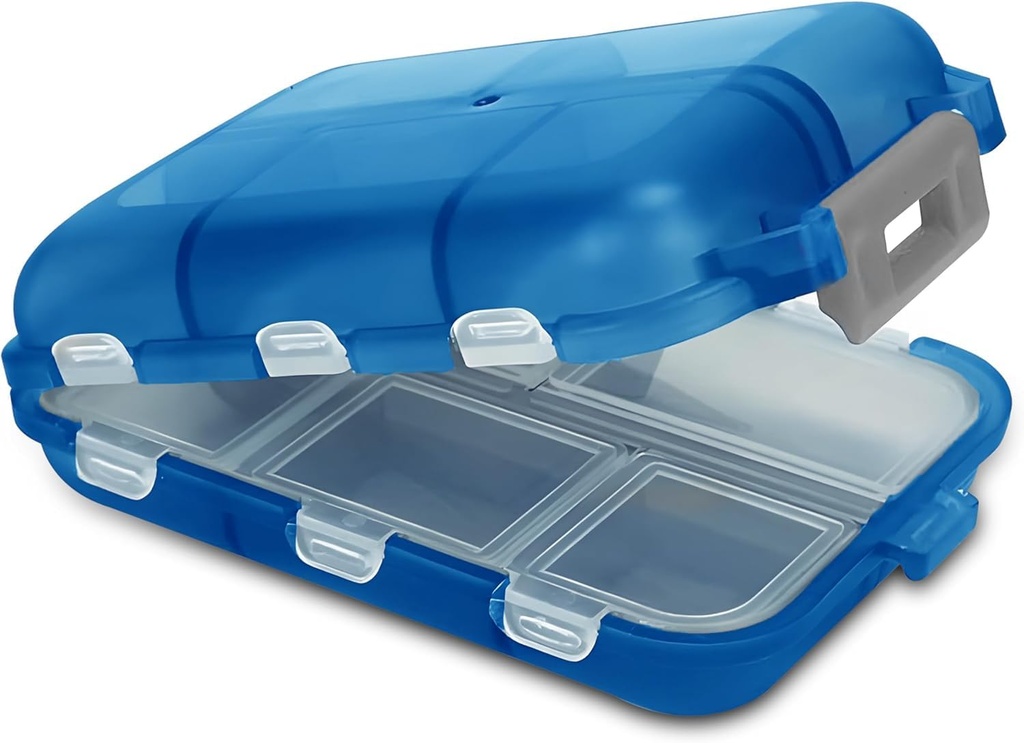 旅行Pill箱10のコンパートメントのPill箱が付いている密集した携帯用丸薬の箱は、ビタミン、補足、薬(青)のためのポケット耐久の毎日の丸薬のオルガナイザーを補います