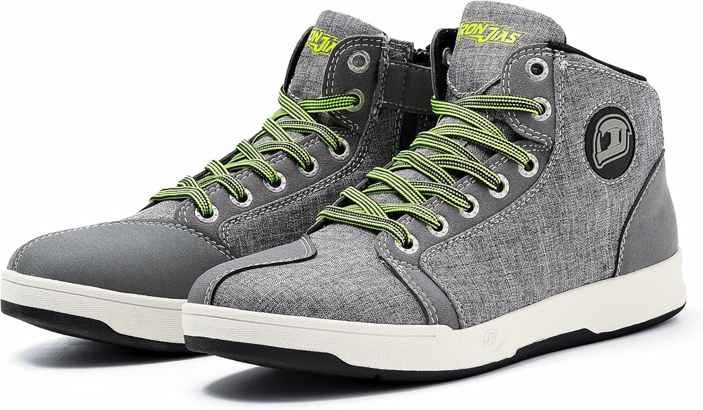 IRON JIA'S Motorcycle Shoes for Men, Breathable Anti-Slip Protective Gear, Powersport Casual Motorcycle Riding Boots (Grey 8)