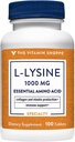 The Vitamin Shoppe L-Lysine 1,000MG, Essential Amino Acid, Lip Care Supplement, Supports Collagen & Elastin Production, Once Daily (100 Tablets)