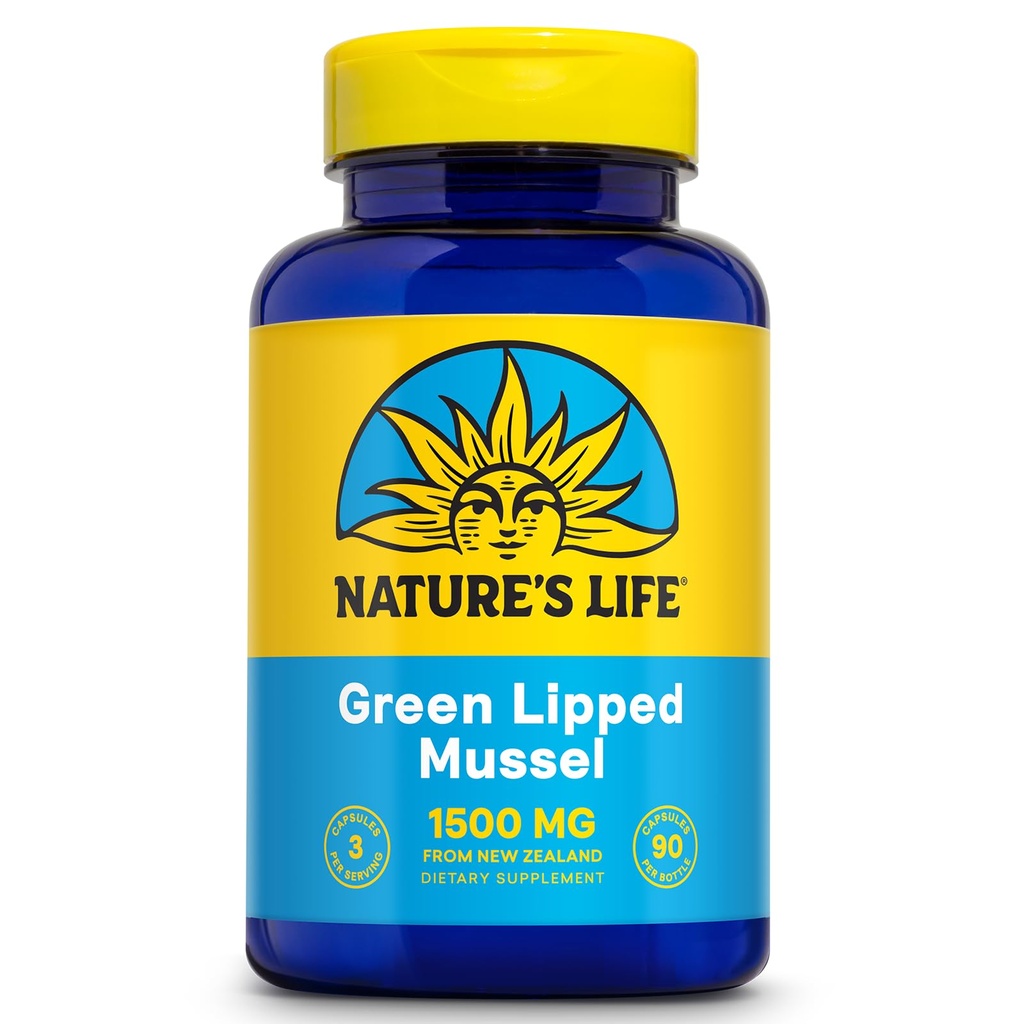 Nature's Life Green Lipped Mussel 1500 mg - ニュージーランド グリーン リッピング Mussel Supplement with Naturally 占有 Omega 3 脂肪酸 - 60 日保証、ラボ 検証 - 30 サービング、90 カプセル
