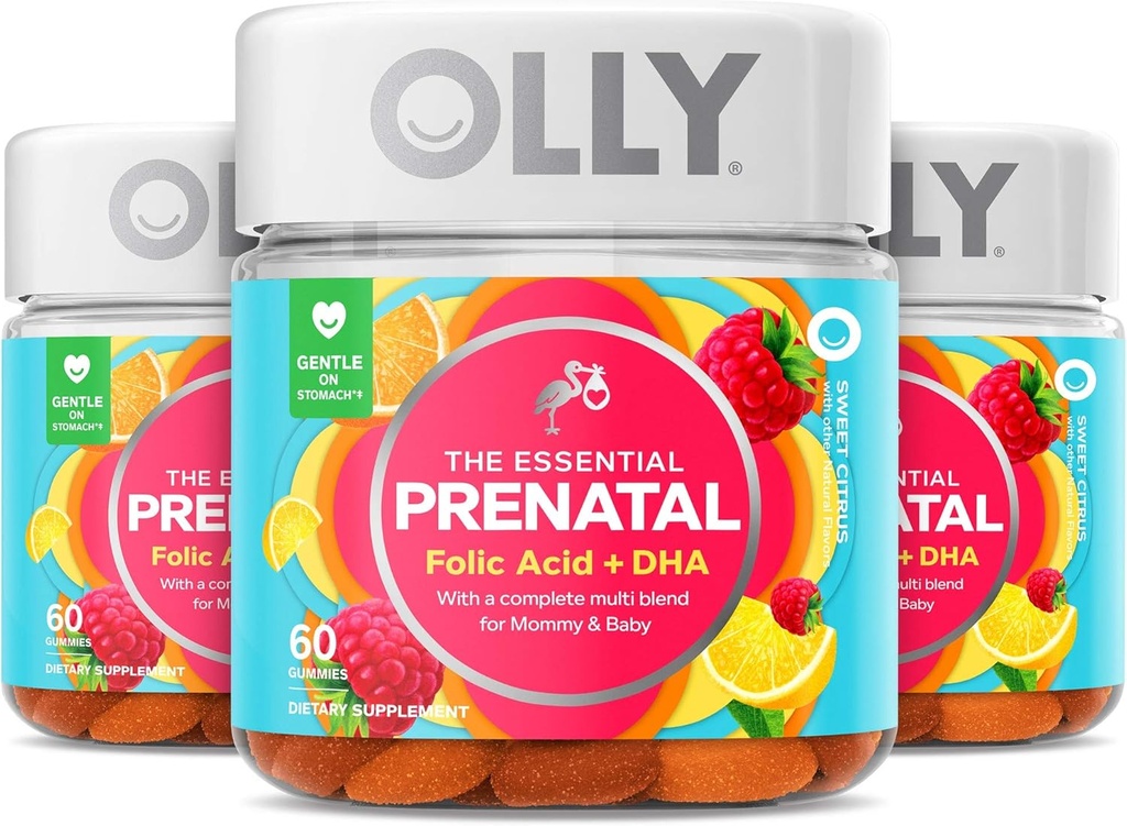 腹のプレナタルマルチビタミンGummy、葉酸、ビタミンD、オメガDHA、Chewableサプリメント、60グミーシトラス3カウント