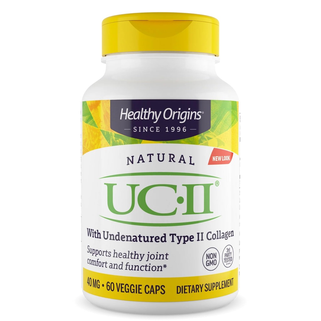 Healthy Origins UC-II 40 mg, 60 Veggie Capsules - Featuring Clinically Studied Undenatured Type II Collagen - Supports Joint Comfort, Mobility & Flexibility - Non-GMO & Gluten-Free - 2 Month Supply