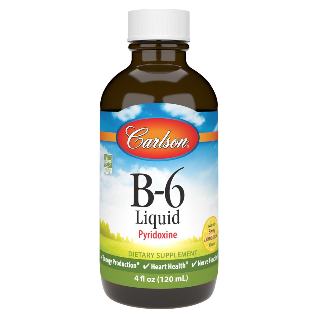 カールソン - B-6液体、ビタミンB-6、エネルギー生産、心臓健康、ベリーモネード風味、120 mL(4 Fl Oz)