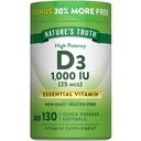 Nature's Truth Vitamin D3 1000 IU Softgels | 高効力フォーミュラ | 25 mcg | 非GMO&グルテンフリーサプリメント