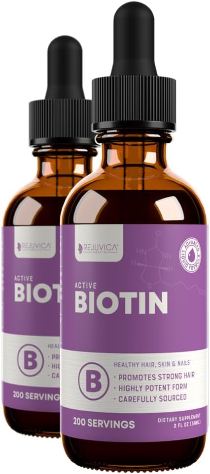Rejuvica Health Active Biotin - Advanced Liquid Biotin Supplement - 5000mcg Support Hair Skin & Nails