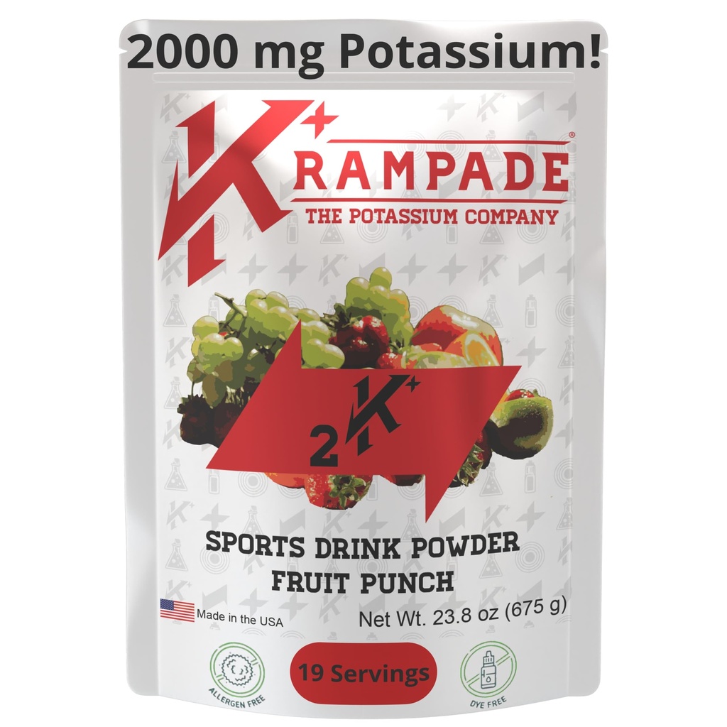 Krampade電解液パウダーカリウムサプリメント - 2000mg K +、 >2Xよりココナッツ水  ランプの救済と予防  水分補給パウダー