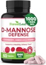 ForestLeaf D Mannose 1000mgカプセル - クランベリー、ハイビスカス&VIT C、女性と男性のための尿路の健康、UTI、尿の健康と膀胱のサポート60カプセルのための有機性DMannoseピル
