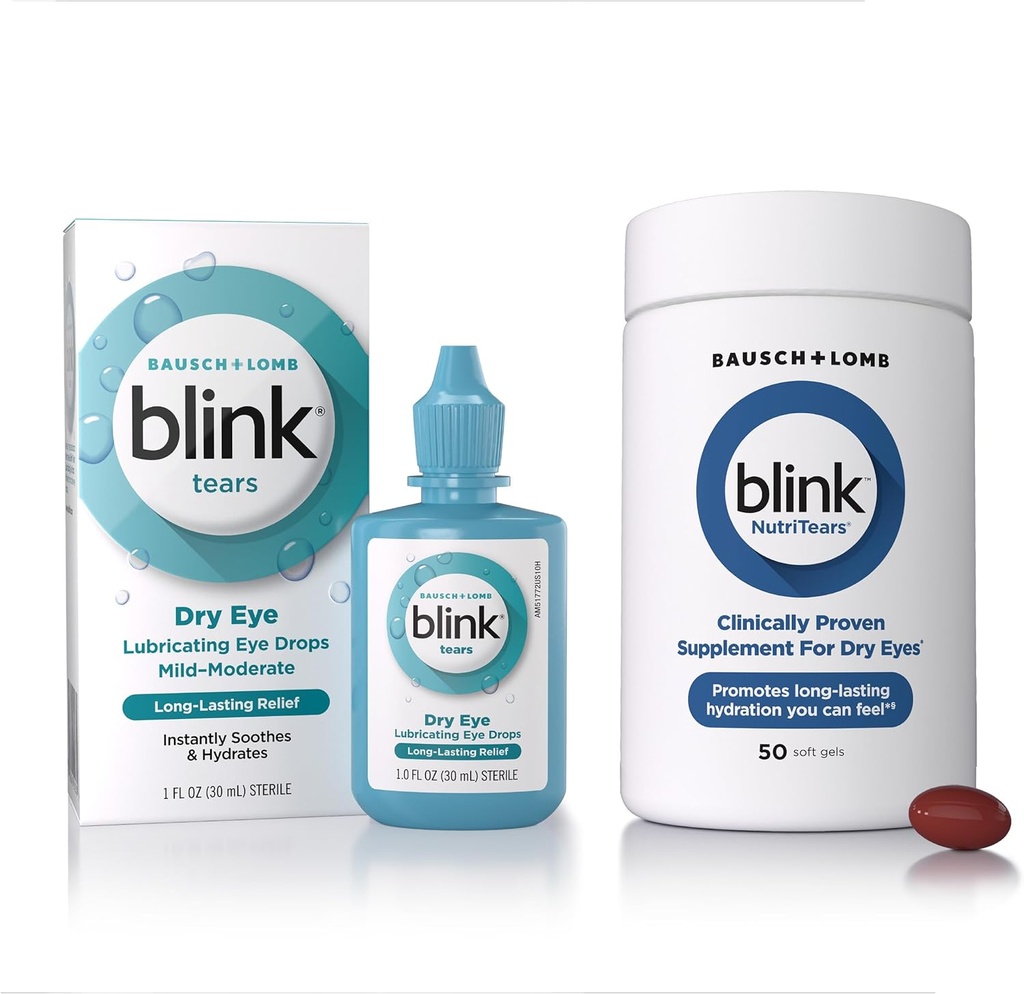 BLINKの涙は目の低下、1 の fl oz (30 mL)の眼の心配を弱める乾燥した目、乾燥した目、50 の Softgels のための Boosting のHydration NutriTears の臨床的に Proven の補足に油を差します