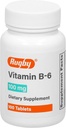 Rugby Vitamin B-6 Tablets - 100mg of Vitamin B6 - Dietary Supplement - 100 Count