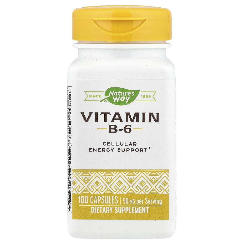 Nature's Way Vitamin B-6サプリメント、セルラーエネルギーサポート*、パサービングあたり50mg、100カプセル