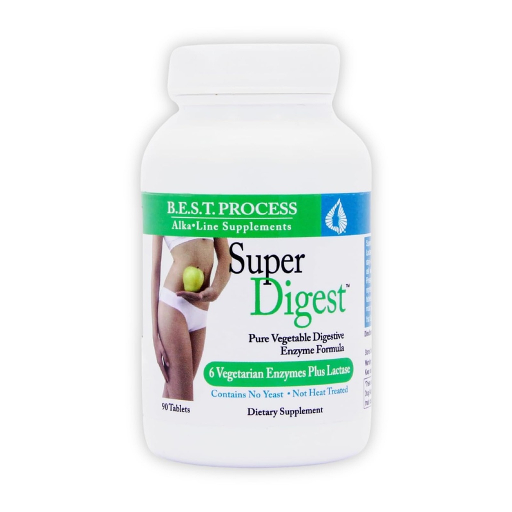 SuperDigest Best Process Alkaline — マルチ酵素消化器系サポート — アルファルファ、パパイン&ブロメラン(ベジタリアンフレンドリー)による消化酵素