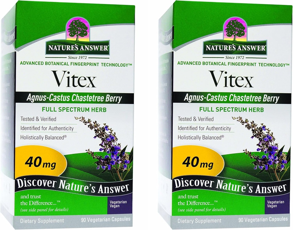Nature's Answer Vitex Chastetree Berry Supplement, 90-Vegetarian Capsule, 2Count   ホルモンバランス | 排卵サポート | 月経サポート
