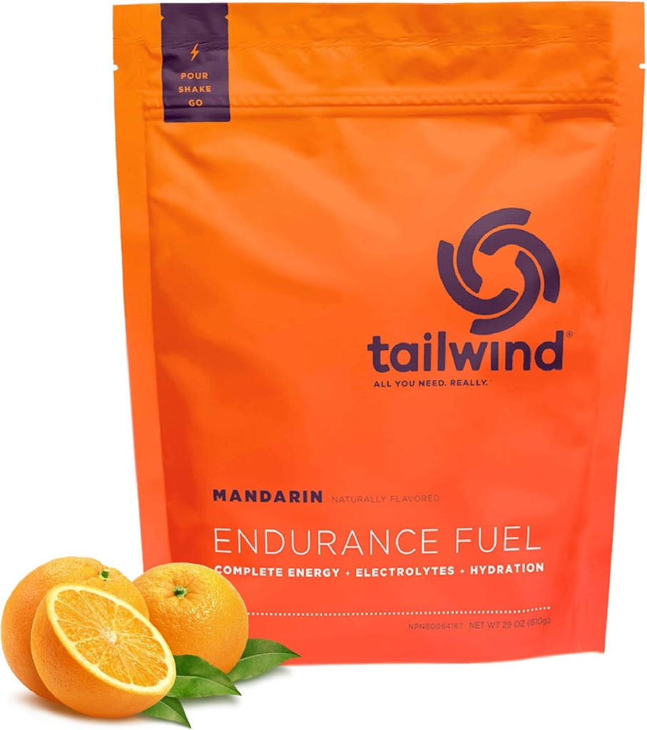 Tailwind Nutrition Endurance Fuel, Carbohydrate & Electrolyte Sports Drink Mix Powder, Gluten-Free, Vegan, Mandarin Orange, 30 Servings