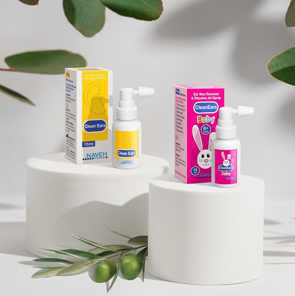 NAVEH PHARMA CleanEars Earwax Removal Spray 0.5 Fl Oz + NAVEH PHARMA CleanEars ベビーイヤーワックス除去スプレー 0.5 Fl Oz