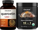 NatureBell Quercetin 1000mg / サービング&10 in 1マッシュルームパウダー、10ozバンドルパック | 超強度ケルセチンサプリメント | 免疫ブースター&脳の健康サポート
