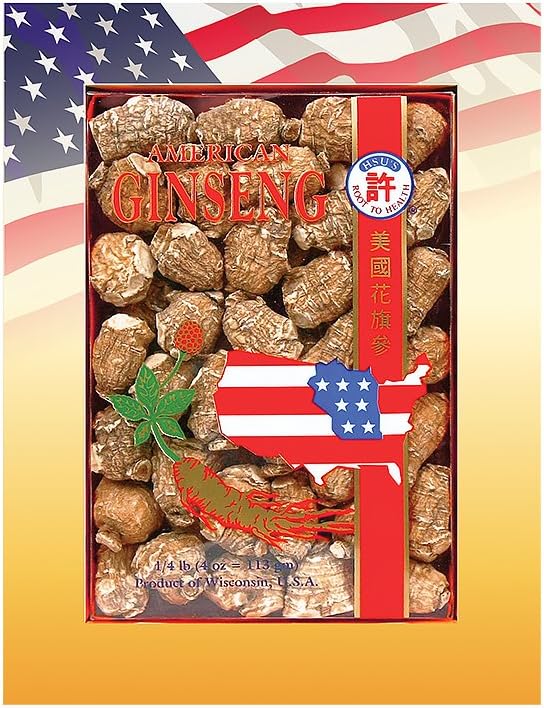 Hsu's SKU 0168-S4 American Ginseng Pearl Small Roots 4 oz Box – Premium 100% Wisconsin Cultivated Whole Ginseng Roots