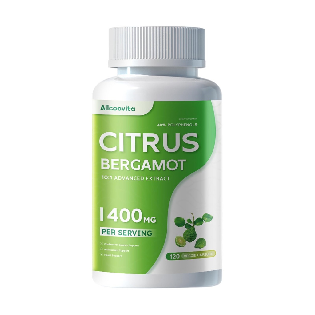 オーガニックシトラスベルガモット1400mg、120カプセル - シトラスベルガミア - エッセンシャルオイルとシトラスバイオフラボノイド - 女性と男性のための自然な心の健康サプリメント - 非GMOピル
